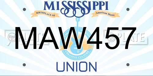 MAW457 Mississippi License Plate