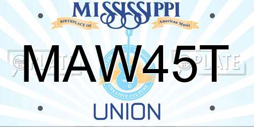 MAW45T Mississippi License Plate