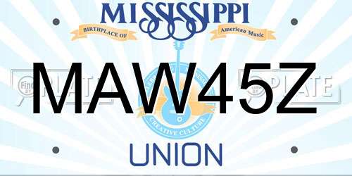 MAW45Z Mississippi License Plate