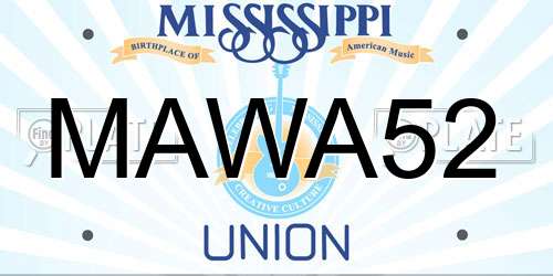 MAWA52 Mississippi License Plate