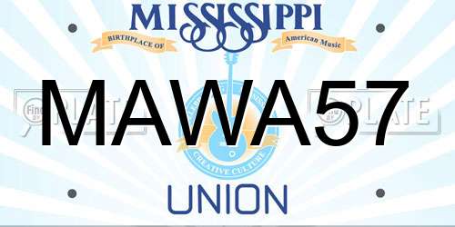 MAWA57 Mississippi License Plate