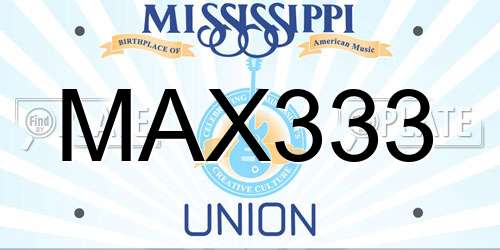 MAX333 Mississippi License Plate