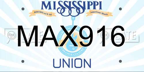 MAX916 Mississippi License Plate