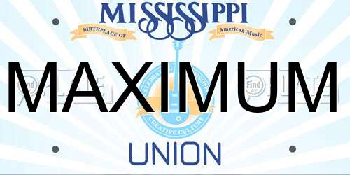 MAXIMUM Mississippi License Plate