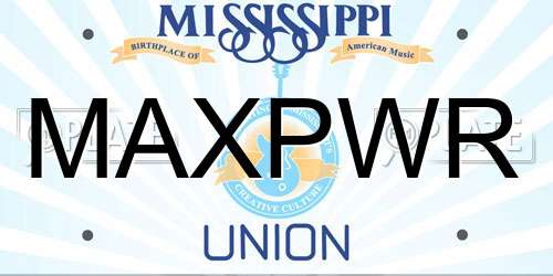 MAXPWR Mississippi License Plate