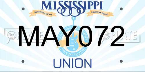 MAY072 Mississippi License Plate