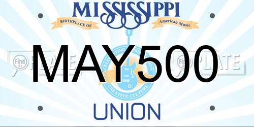 MAY500 Mississippi License Plate