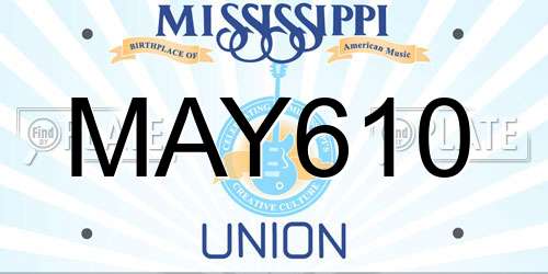 MAY610 Mississippi License Plate