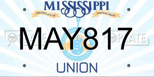 MAY817 Mississippi License Plate