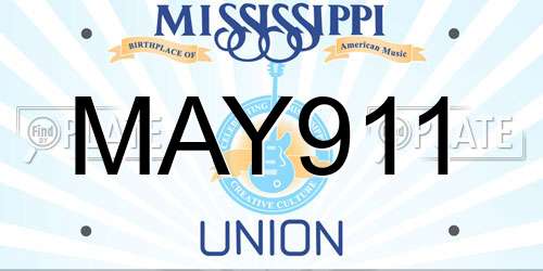 MAY911 Mississippi License Plate