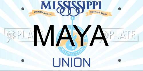 MAYA Mississippi License Plate
