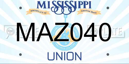 MAZ040 Mississippi License Plate