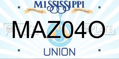 MAZ04O Mississippi License Plate