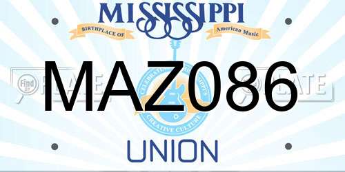 MAZ086 Mississippi License Plate
