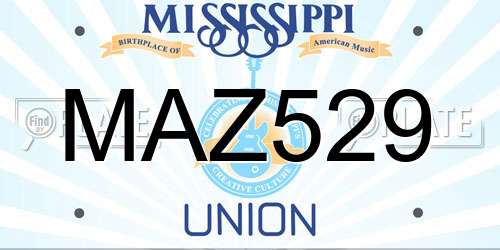 MAZ529 Mississippi License Plate