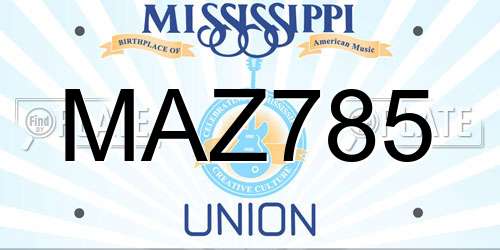 MAZ785 Mississippi License Plate