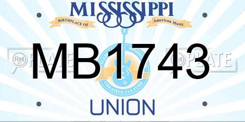 MB1743 Mississippi License Plate