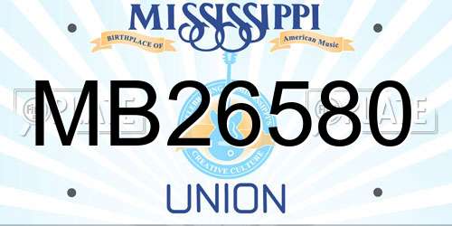 MB26580 Mississippi License Plate