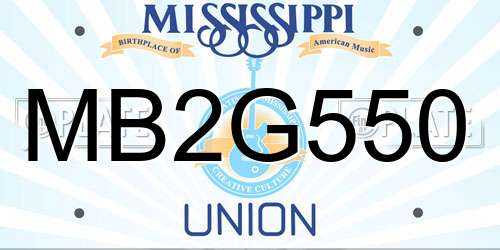 MB2G550 Mississippi License Plate