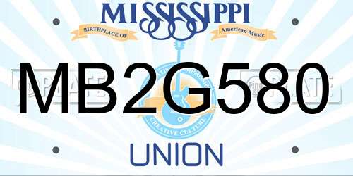 MB2G580 Mississippi License Plate