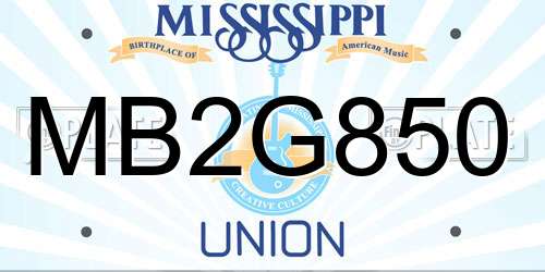 MB2G850 Mississippi License Plate