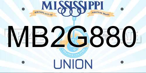 MB2G880 Mississippi License Plate