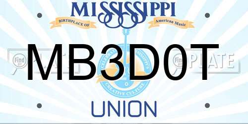 MB3D0T Mississippi License Plate