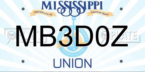 MB3D0Z Mississippi License Plate