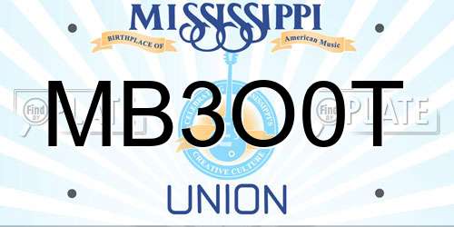 MB3O0T Mississippi License Plate