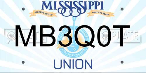 MB3Q0T Mississippi License Plate