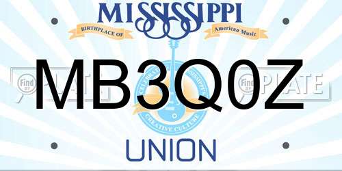 MB3Q0Z Mississippi License Plate