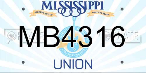 MB4316 Mississippi License Plate
