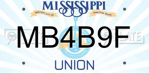 MB4B9F Mississippi License Plate