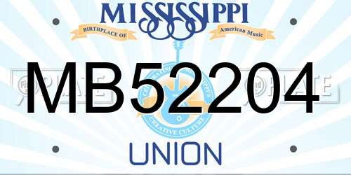 MB52204 Mississippi License Plate