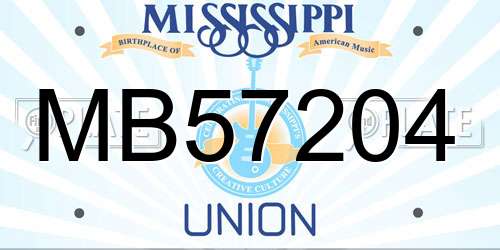 MB57204 Mississippi License Plate