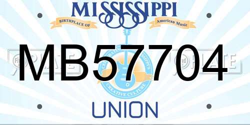 MB57704 Mississippi License Plate