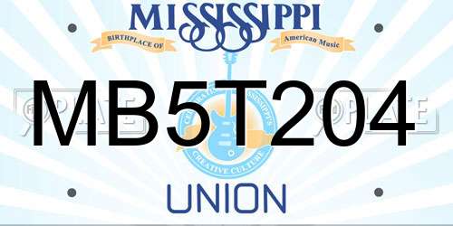 MB5T204 Mississippi License Plate