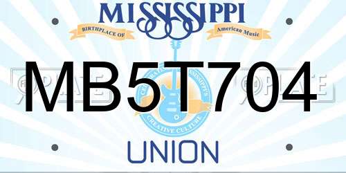 MB5T704 Mississippi License Plate