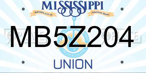 MB5Z204 Mississippi License Plate