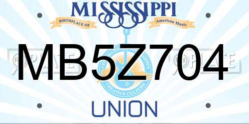 MB5Z704 Mississippi License Plate