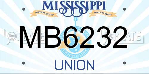 MB6232 Mississippi License Plate