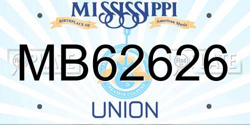 MB62626 Mississippi License Plate
