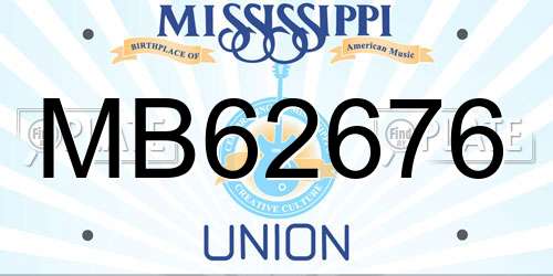 MB62676 Mississippi License Plate