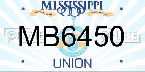 MB6450 Mississippi License Plate