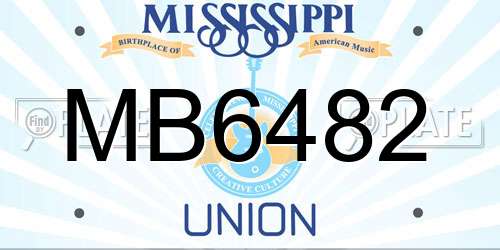 MB6482 Mississippi License Plate