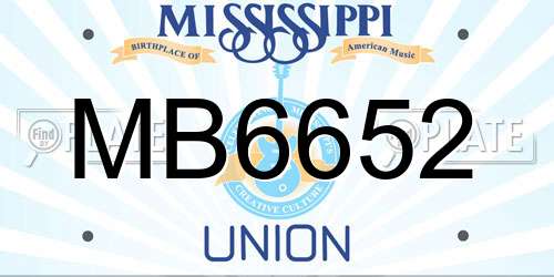 MB6652 Mississippi License Plate