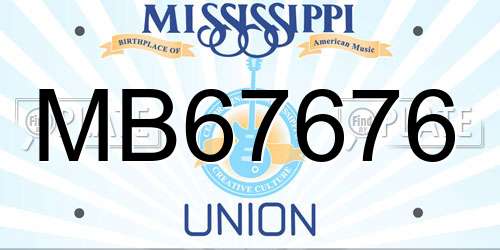 MB67676 Mississippi License Plate