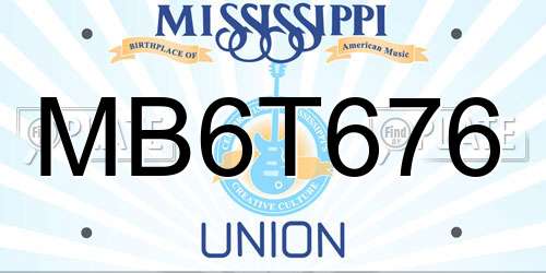 MB6T676 Mississippi License Plate