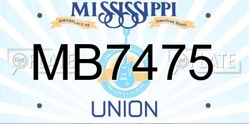 MB7475 Mississippi License Plate