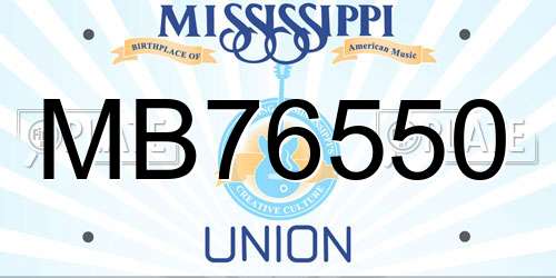 MB76550 Mississippi License Plate